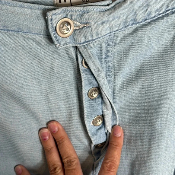 Free People Light Wash Cotton/Linen Wide Leg Jeans Size 31 - Picture 6 of 9